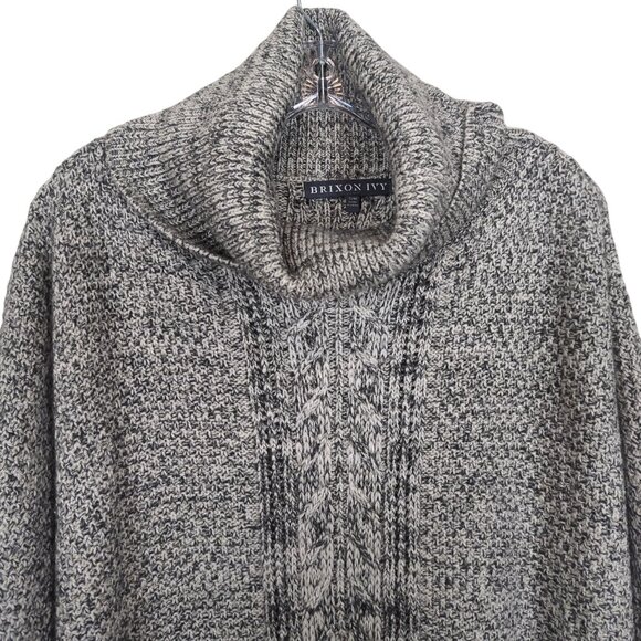 Brixton Ivy Gray Marled Knit Cowl Neck Poncho Sweater S/M Women’s Oversized - Picture 7 of 10